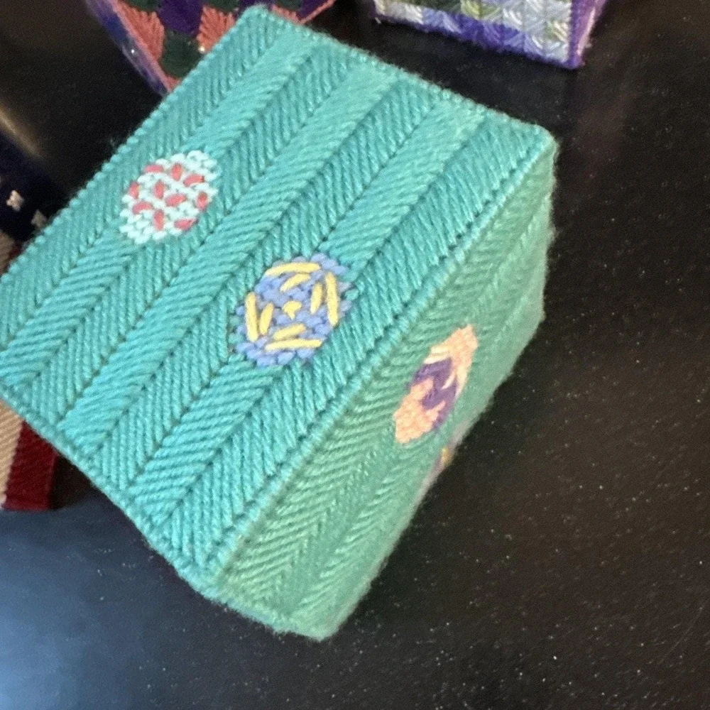 Tissue Box Covers Easter Eggs‎ American Flag Needlepoint Plastic Canvas Vintage